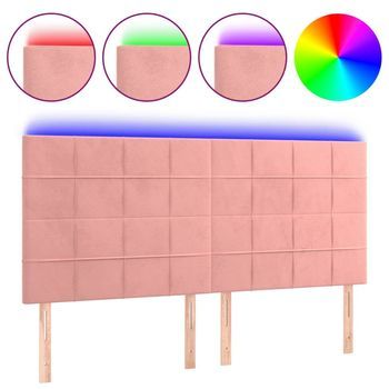 Cabecero，cabecero Cama，panel De Cabecera Con Luces Led Terciopelo Rosa 200x5x118/128 Cm