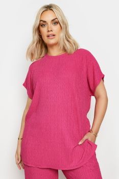Yours Camiseta Rosa Textura Rugosa, Mujer Curvy Y Tallas Grandes, Yours