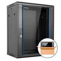 rack mural phasak pro 15u 600x450 premontado con puerta de vidrio templado