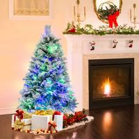 136cm180cm arbol de navidad artificial con agujas de pino y 8 modos de iluminacion-136cm cfw76114