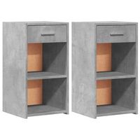 pack 2 uds mesitas de noche  mesilla de noche madera ingenieria gris hormigon 35x34x65 cm