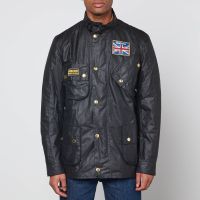 barbour international union jack waxed cotton jacket - m