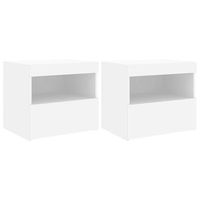 pack 2 uds mesitas de noche  mesa auxiliar  mesilla con luces led blanco 50x40x45 cm