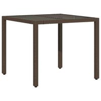 mesa de jardin  mesa de exterior superficie de vidrio ratan pe marron 90x90x75 cm