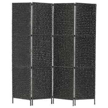 Biombo Divisor 4 Paneles Jacinto De Agua Negro 154x160 Cm Vidaxl