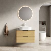 mueble de lavabo suspendido - mueble de bano - madera contrachapada - roble 75x46x622cm