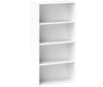 Homcom librería de 4 niveles estantería de libros con 2 estantes ajustables para sala de estar oficina dormitorio 60x24x115,5 cm blanco
