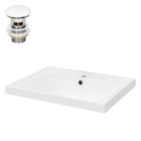 lavabo cuadrado 51x155x415 cm ceramica blanca ml-design