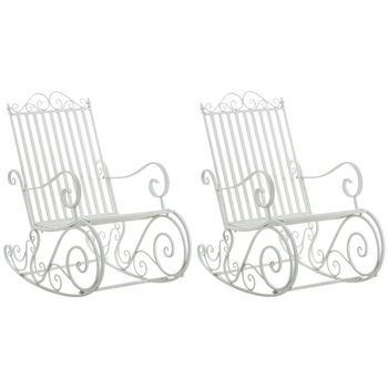 Set De 2 Mecedoras De Hierro Smilla Metal Blanco 90x56x94 Cm Clp