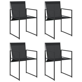 Pack 4 Uds Sillas De Jardín | Silla De Exterior | Sillón Con Cojinesacero Y Textilene Negro