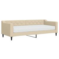 sofa cama  cama para adulto  sofa convertible con colchon tela crema 80x200 cm