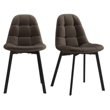 Silla de terciopelo marrone y metal negro (x2)