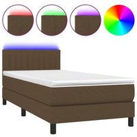 cama box spring colchon y luces led tela marron oscuro 90x200cm vidaxl