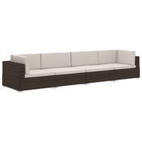 set sofas de jardin 4 piezas  mueble de jardin y cojines ratan sintetico marron