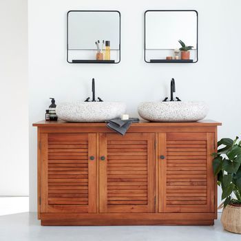 Mueble De Baño De Madera Caoba Maciza De 140 Cm