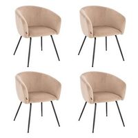silla de comedor de terciopelo con reposabrazos aria - lote de 4 beige