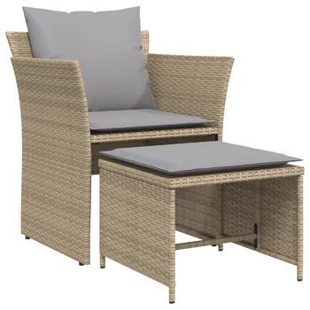 Sillón De Jardín | Silla De Jardín Con Reposapiés Ratán Sintético Beige