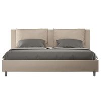 cama para adultos moderna con cojines acolchados de piel sintetica anja-color ribete verde crudo-ropa de cama 200x200 cm