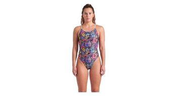Banador de mujer arena vivid repeat lace plus back gris multicolor
