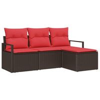 juego de sofa 4 piezas  mueble de jardin marron ratan sintetico