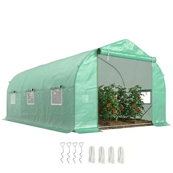 Outsunny Invernadero de Plantas Invernadero de Túnel 450x300x205 cm con 6 Ventanas Cubierta de Polietileno PE 140 g/m² para Cultivo   Aosom España