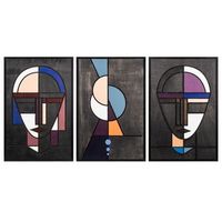 decoracion pared de madera persona multicolor 39x59 cm 3 piezas