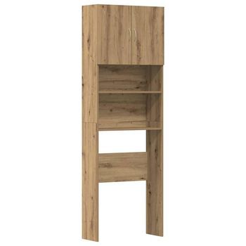 Armario Lavadora Madera Ingeniería Roble Artesanal 64x24x190 Cm Vidaxl