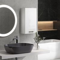 armario de bano de pared de mdf kleankin 37x225x70 cm blanco brillo