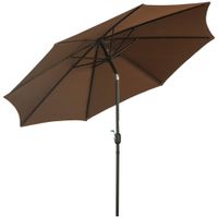 outsunny sombrilla de terraza cafe 3x245m con manivela parasol inclinable de poliester para jardin   aosom espana