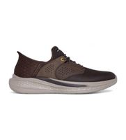 skechers para hombre 210890 zapatillas de piel slade macklin marron 45 plano cordones casual