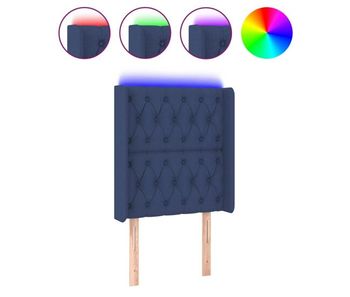 Cabecero con led de tela azul 83x16x118/128 cm