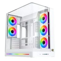 caja gaming xigmatek pano ii blanca vidrio templado argb mid tower