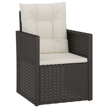 Sillón De Jardín | Silla De Jardín | Silla De Exterior Con Cojín Ratán Sintético Negro
