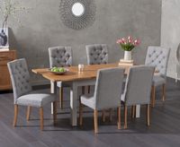 somerset 130cm oak and grey painted extending dining table with claudia grey fabric chairs - grey 4 chairs