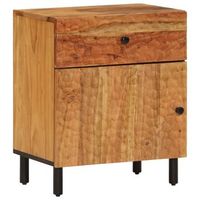 mesita de noche con cajon y compartimento con puerta 50 x 33 x 60 cm madera de acacia y hierro dec033031