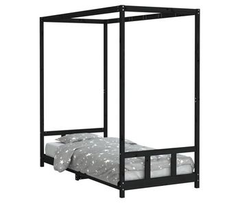 Vidaxl estructura de cama para niños madera de pino negro 90x200 cm