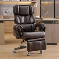 sillon de oficina marron con masaje y calefaccion reclinable 90-150 reposapies