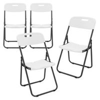 set 4 sillas plegables de metal aspecto blanco mate para exterior