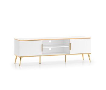 Mueble tv 2 puertas 160 cm zora blanco y dorado