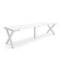 mesa consola extensible mesa comedor plegable 300 para 14 comensales patas madera maciza estilo moderno blanco