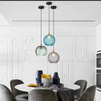 lamparas colgantes de cristal nordico luz colgante de cristal verde moderna ac96-260v e27 lampara de techo de cristal para dormitorio y comedor