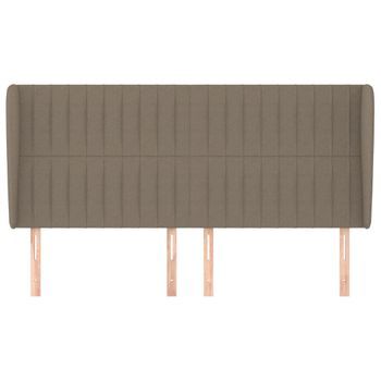 Cabecero Cama Mueble De Dormitorio Con Orejas De Tela 183 X 23 X 118/128 Cm Gris Topo M02_0003449