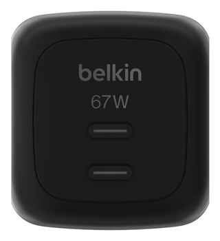 CARGADOR USB GAN BELKIN WCH020kqBK 67W 2xUSB-C PD PPS DISE??O COMPACTO COLOR NEGRO