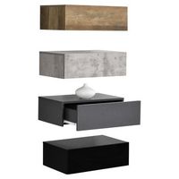 set de 4 mesitas de noche de pared oslo con cajon en 4 diferentes colores 46x30x15cm encasa