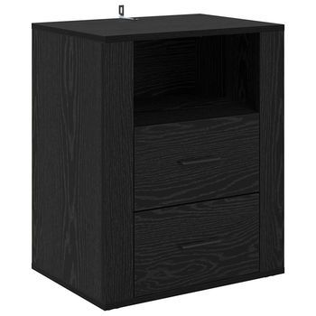Mesita De Noche - Mesilla De Noche Con Cajón Roble Negro 50 X 36 X 60 Cm Mc6642