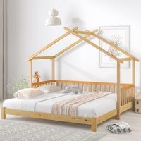 cama nido tipo cabina - 90 x 200 cm - madera maciza - somier de laminas - color natural