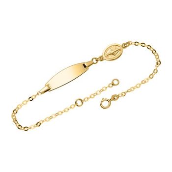 Pulsera de oro de 9 quilates con símbolo de protección grabable