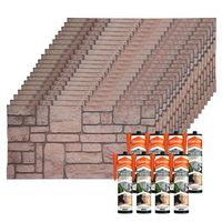 set de 20 paneles decorativos efecto piedra natural en eps  8 botes de adhesivo de montaje