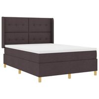 cama tipo box spring con tiras led marron 140 x 200 cm tela vidaxl
