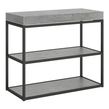 Consola extensible 90x40/196 cm efecto madera gris cemento, hierro